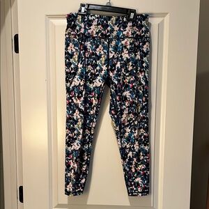Sweaty Betty Blue and Pink Floral Power Leggings